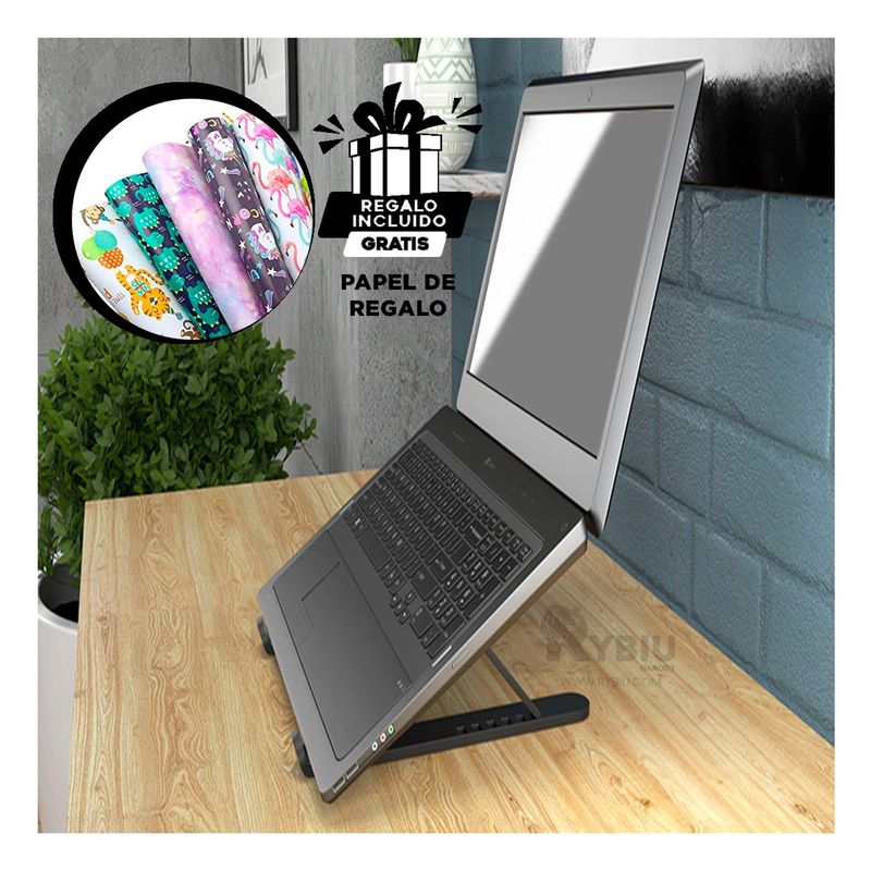RYBIU IMPORT - Base Ergonomico para Laptop en Color Negro Y+Gift MiniAgenda