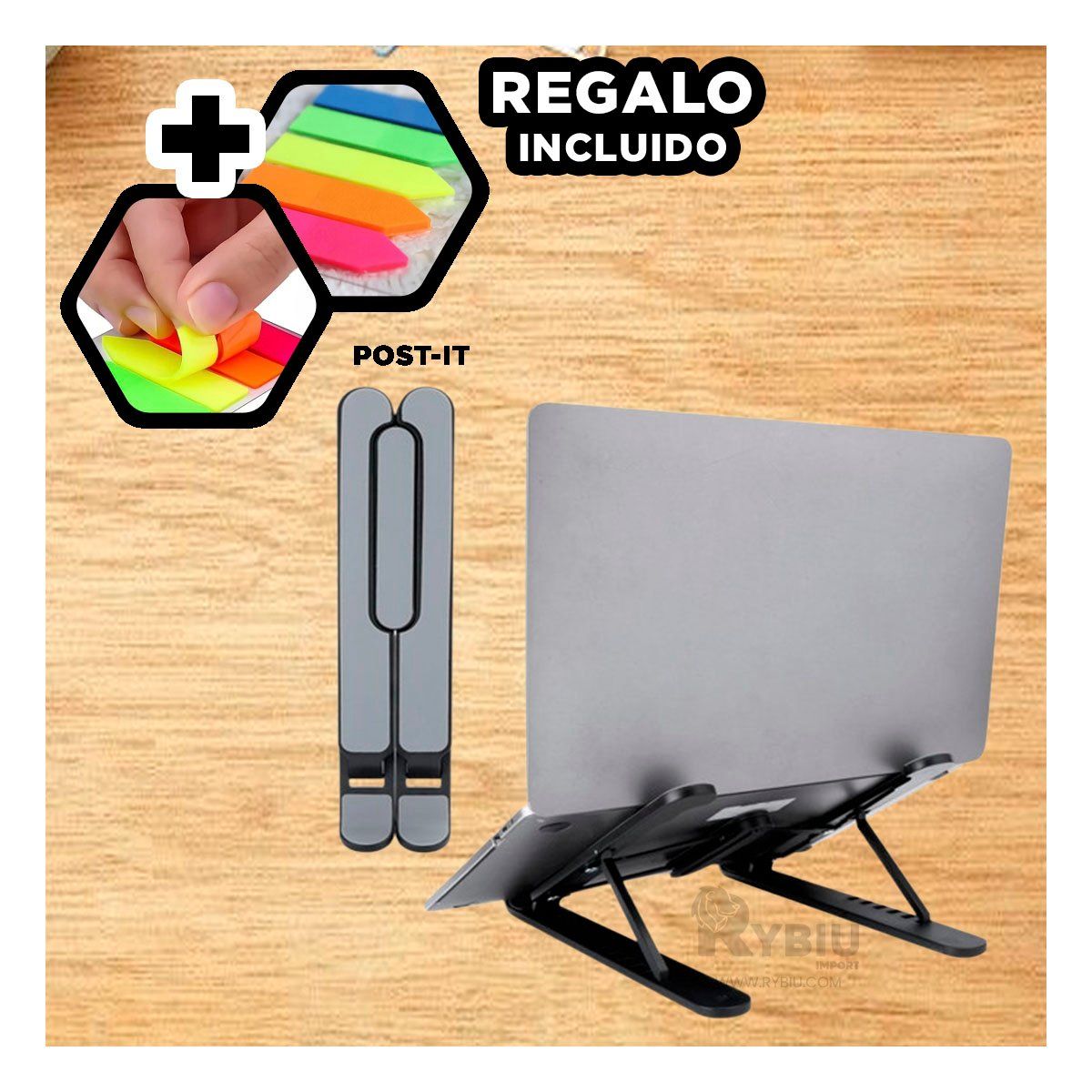 RYBIU IMPORT - Base de Escritorio de Computadora Negro Y+Regalo Stickers