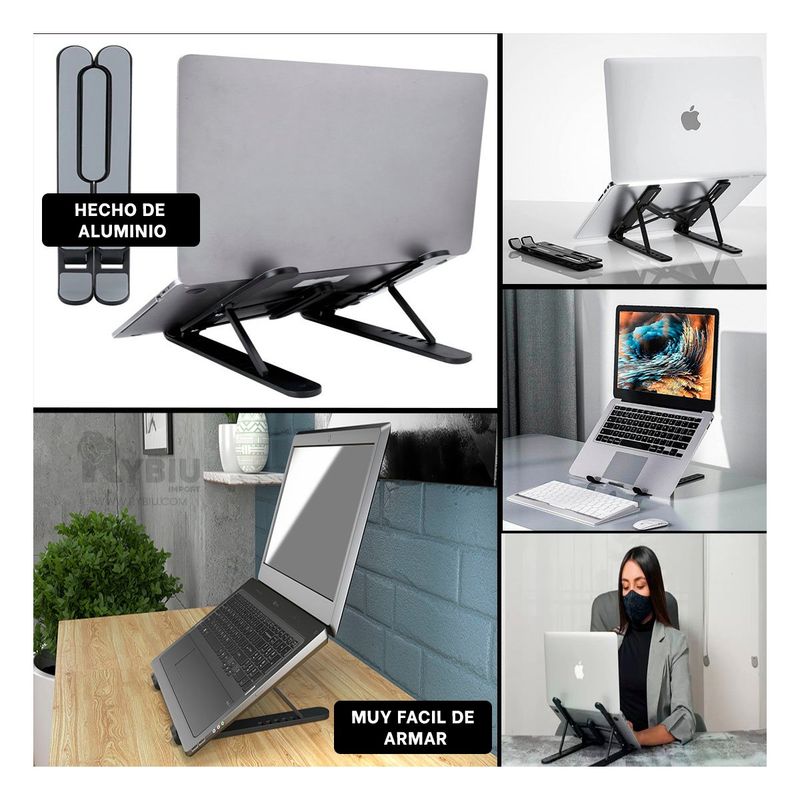 RYBIU IMPORT - Base Ajustable para Laptop en Color Negro Y+Regalo Agendita