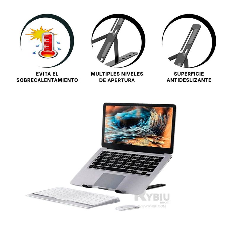 RYBIU IMPORT - Sujetador de Laptop para Visor Negro Y+Ligas de Regalo