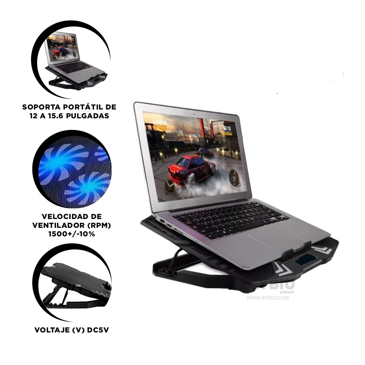 RYBIU IMPORT - Soporte con Ventilacion Silenciosa HA K5 Y+Regalo Agendita