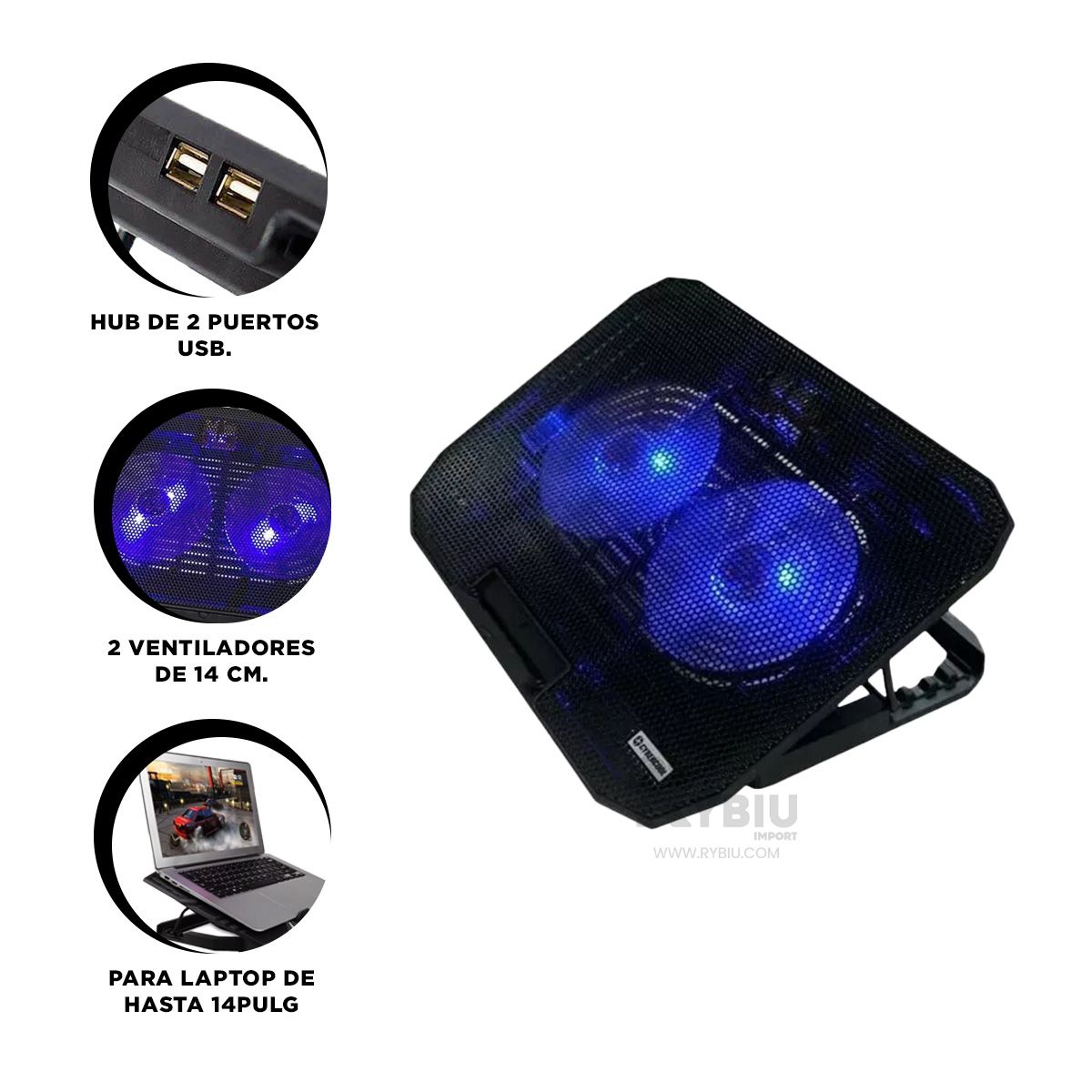 RYBIU IMPORT - Base Regulabre de Laptop HA73 Negro Y+Post-it Adhesivos