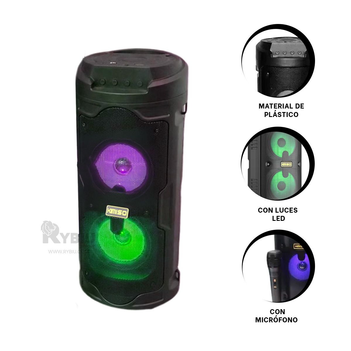 RYBIU IMPORT - Altavoz Funcional KMS6683 Negro Y+Banderitas Adhesivas