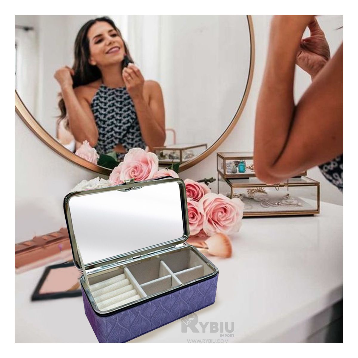 RYBIU IMPORT - Joyero con Espaciadora Lila Y+Agendita