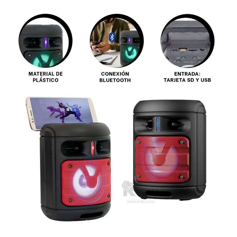 RYBIU IMPORT - Altavoz de Sonido Potente KTS 1225 Negro Y+Post-it Adhesivos