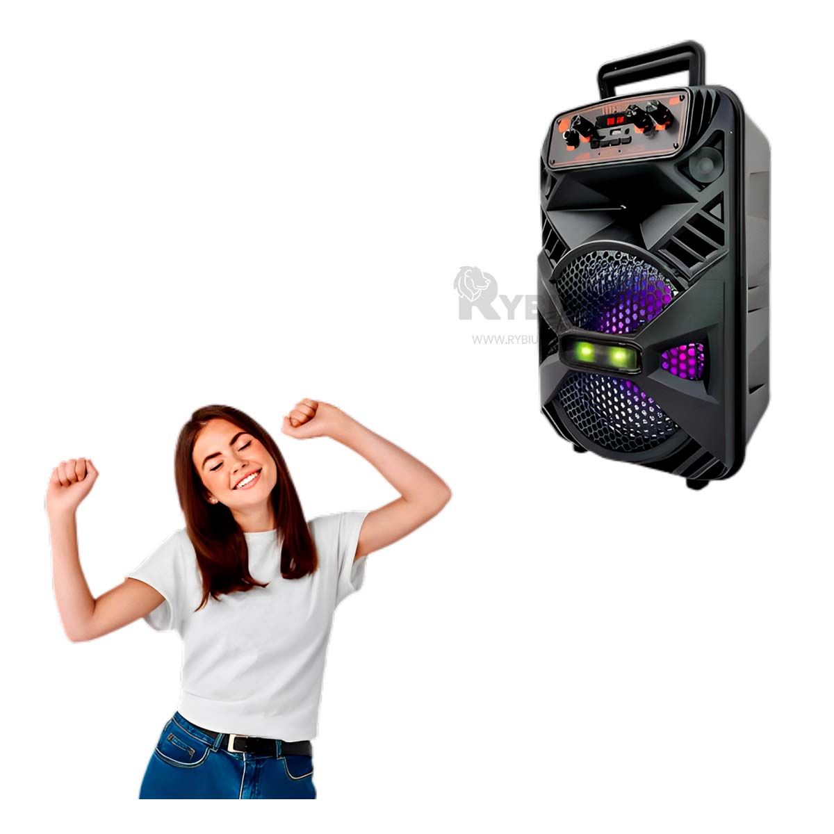 RYBIU IMPORT - Altavoz de Sonido Potente KTS 1177 Negro Y+Post-it Adhesivos