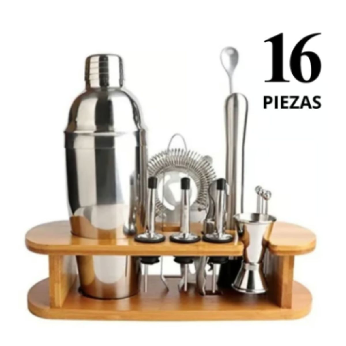 GENERICO - Coctelera Set Kit Barman Acero Inoxidable 16 Piezas