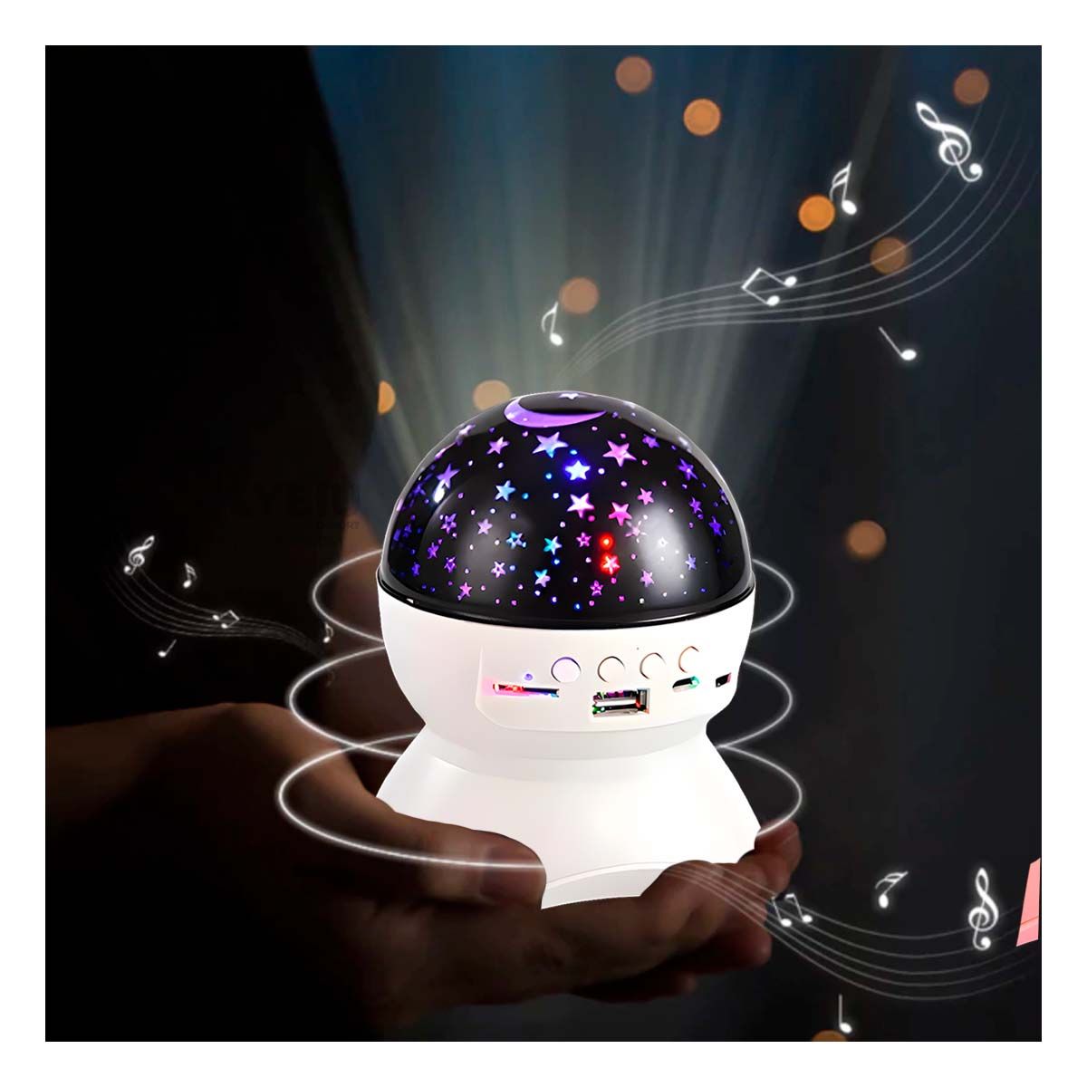 RYBIU IMPORT - Parlante con Tallado de Satelite en Blanco Y+Regalo Stickers