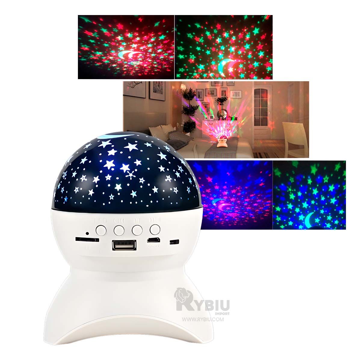 RYBIU IMPORT - Altavoz Moderno y Vibrante en Blanco Y+Envoltorio de Regalo