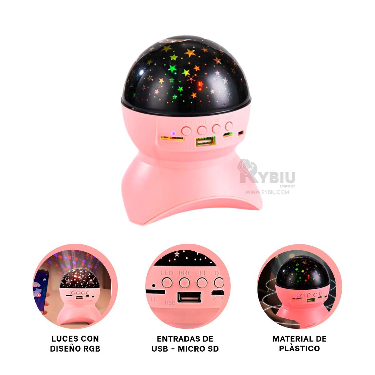 RYBIU IMPORT - Bocina Estilizada en Color Rosado Y+Post-it Adhesivos