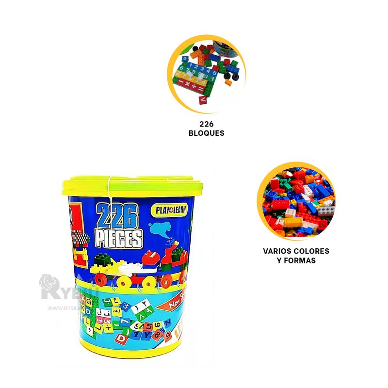 GENERICO - Balde con Bloques Armables en Multicolor Y+Gift Stickers