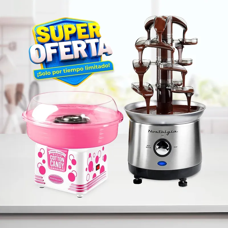 NOSTALGIA - Fuente de Chocolate con Máquina de Algodón de Azúcar