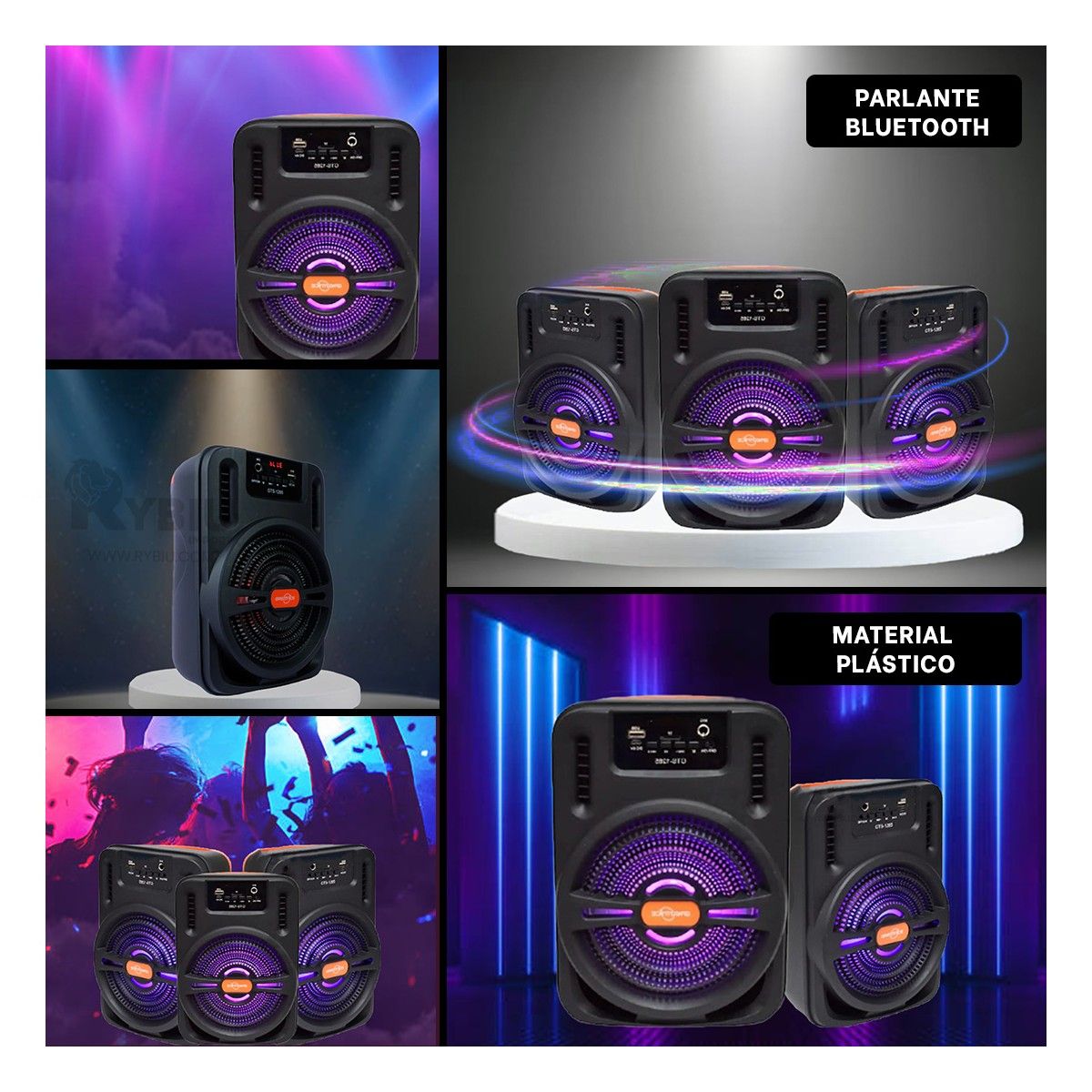 GENERICO - Bocina de 85dB con Bateria de 500mAh Negro Y+Regalo Stickers