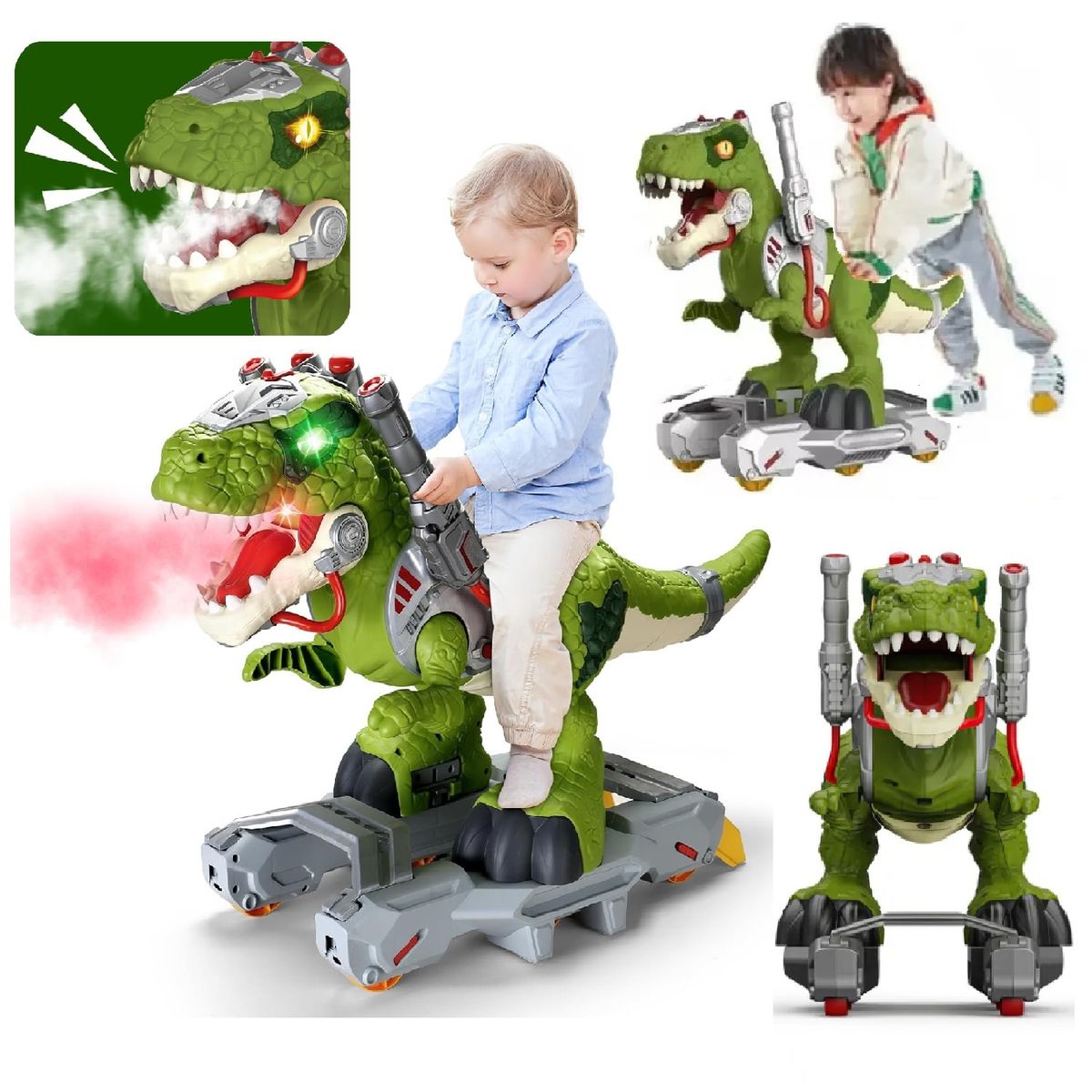 GENERICO - Scooter de dinosaurio efecto bota humo Musical y Luces -N