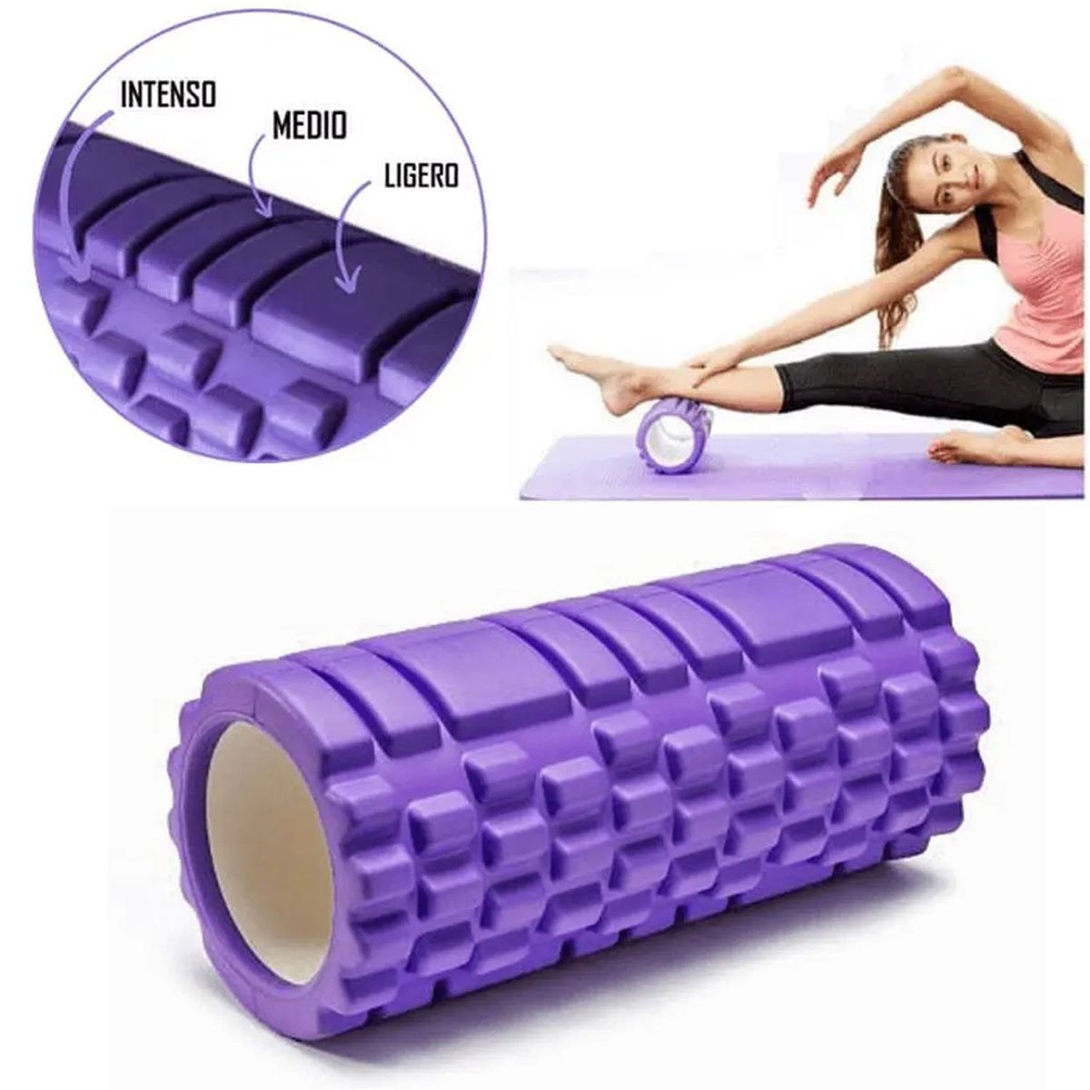 GENERICO - Foam Roller 35cm Rodillo de Espuma para Masaje Morado