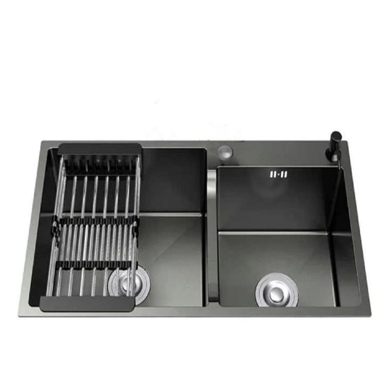 RINOX - LAVADERO DE COCINA ACERO NEGRO 2POZAS UL35B-8043
