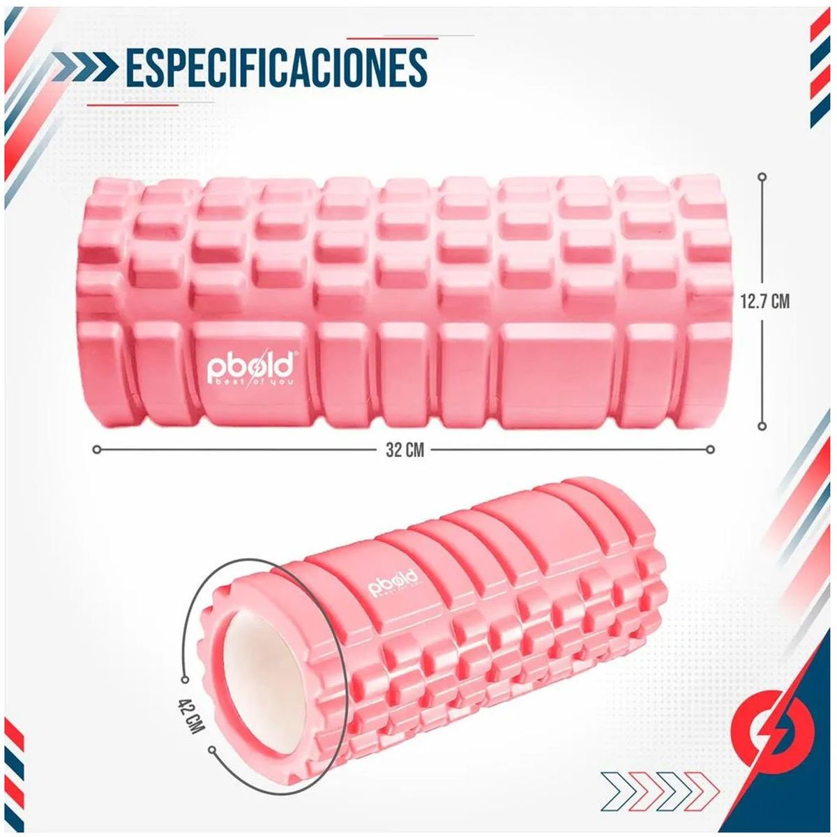 GENERICO - Foam Roller 35cm Rodillo de Espuma para Masaje Rosado