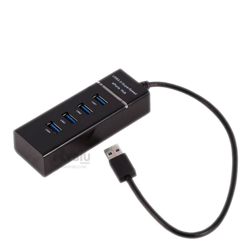 RYBIU IMPORT - Conector con Entradas para USB Negro Y+Envoltorio de Regalo