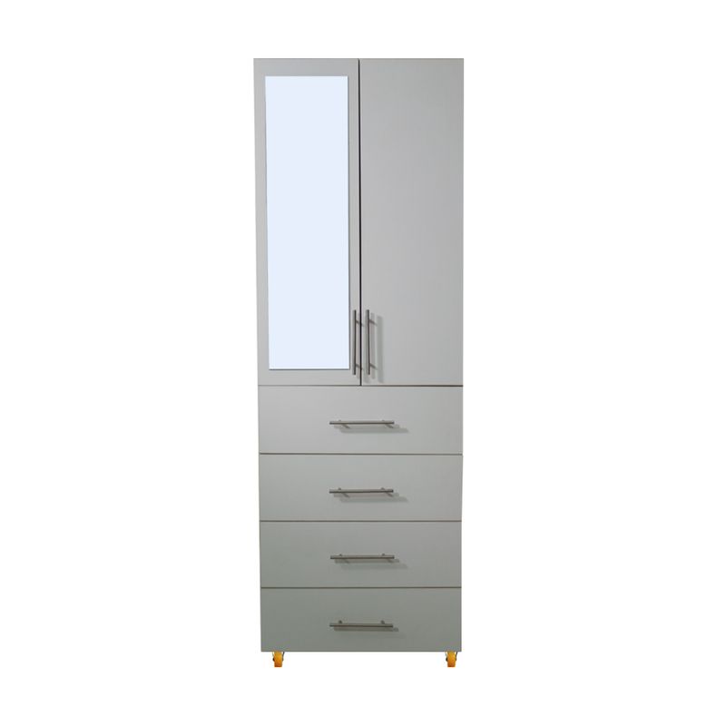 BARAKA HOME - Ropero Triesen 1 cuerpo + 2 puertas + 4 cajones - Blanco