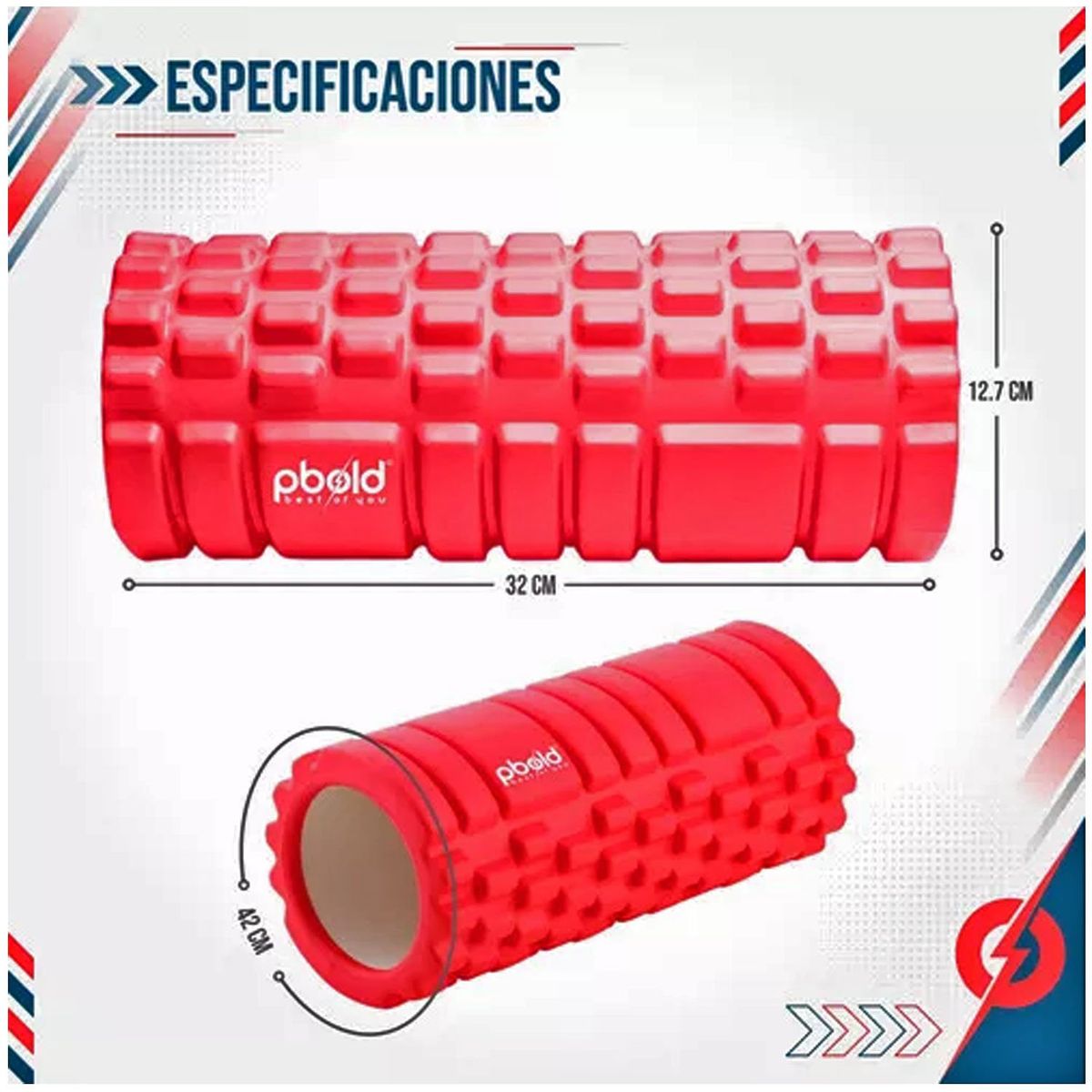 GENERICO - Foam Roller 35cm Rodillo de Espuma para Masaje Rojo
