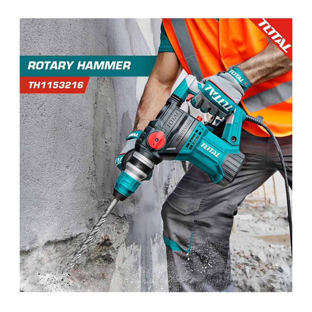 TOTAL TOOLS - TALADRO ROTOMARTILLO SDS PLUS 1500W 850 RPM TOTAL - TH1153216