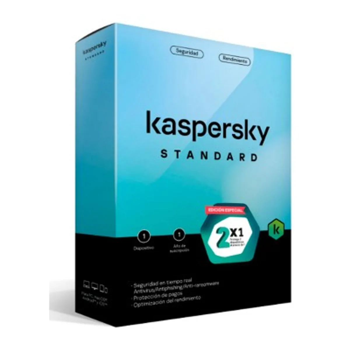 KASPERSKY - Antivirus Kaspersky 2X1 Standard 1 Licencia 2 Dispositivos 1 Año