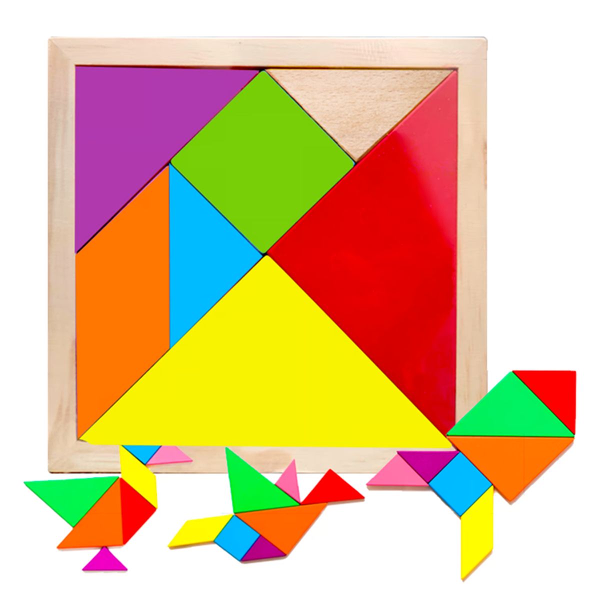GENERICO - Tangram Didactico de Madera 20 x 20cm