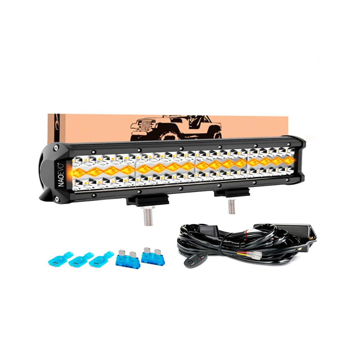 NAOEVO - Barra Led 20" 4 MODOS DUAL + DRL  12.000LM