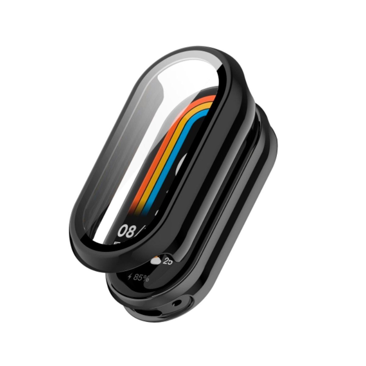 GENERICO - Case Bumper con Mica Incorporado para Xiaomi Band 9 - Negro