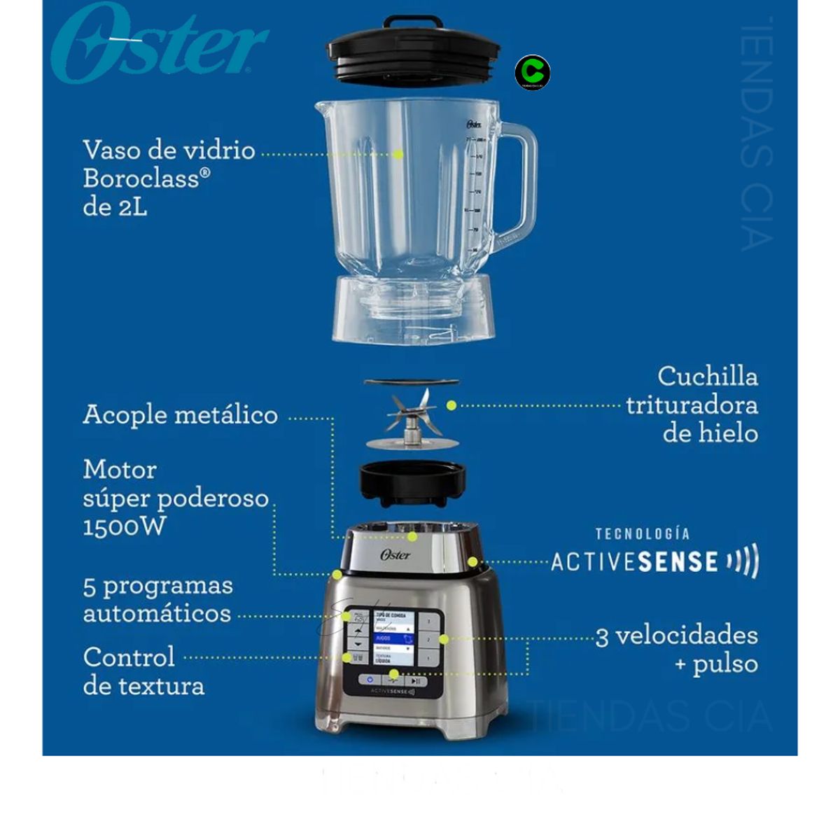 OSTER - Licuadora Oster® ActiveSense™ con Blend-N-Go BLSTTDGNBG