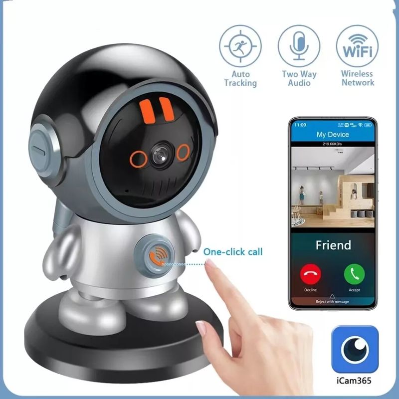 GENERICO - Cámara de Seguridad HD Robot con Llamada Audio Bidireccional y Visión Nocturna