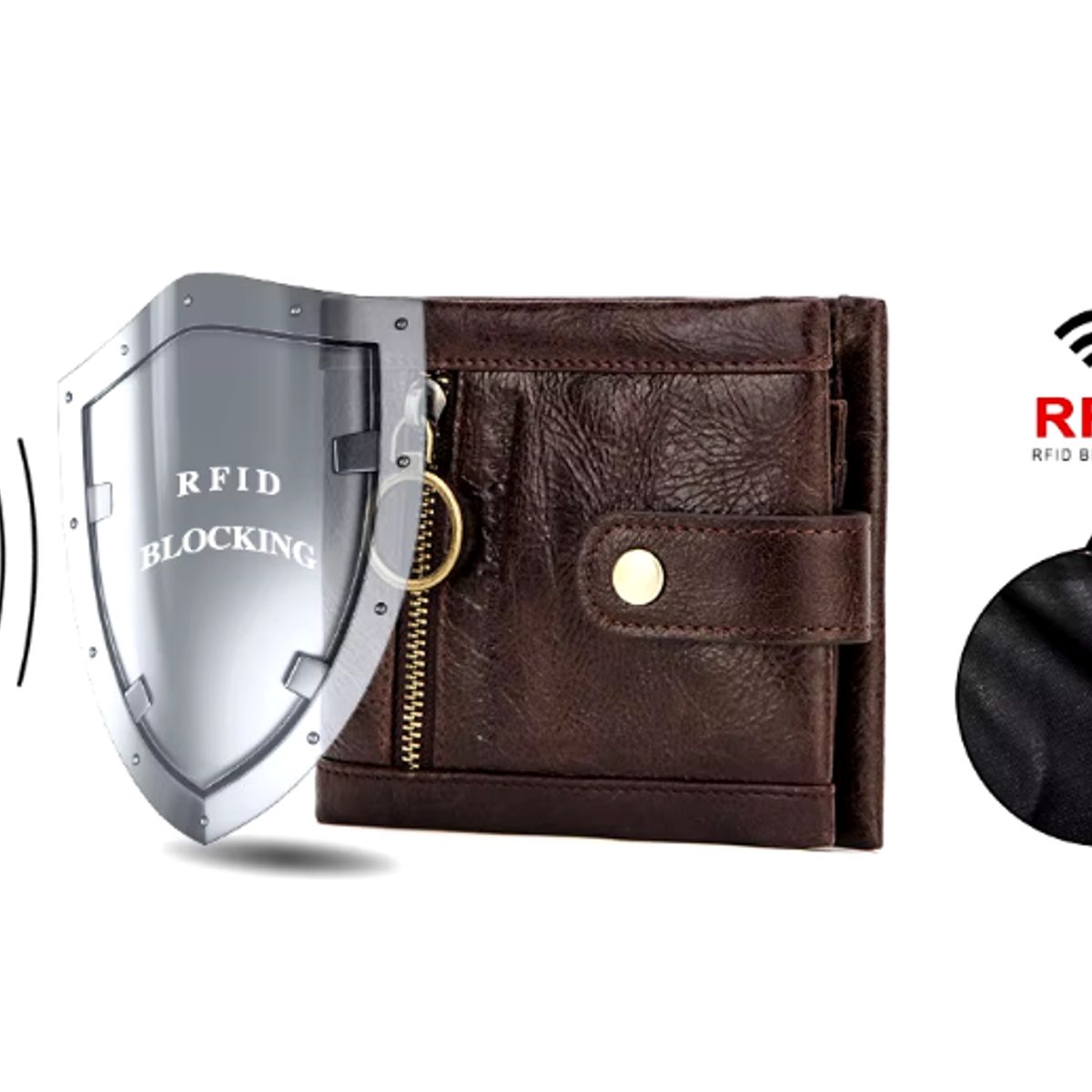 CONTACTS - Billetera de cuero genuino vacuno contacts Marron