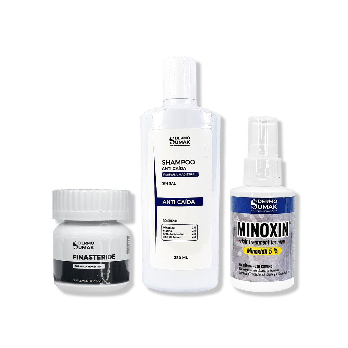 GENERICO - Cápsulas Finasteride 1mg + SHAMPOO ANTICAÍDA 250ML + LOCIÓN MINOXIN