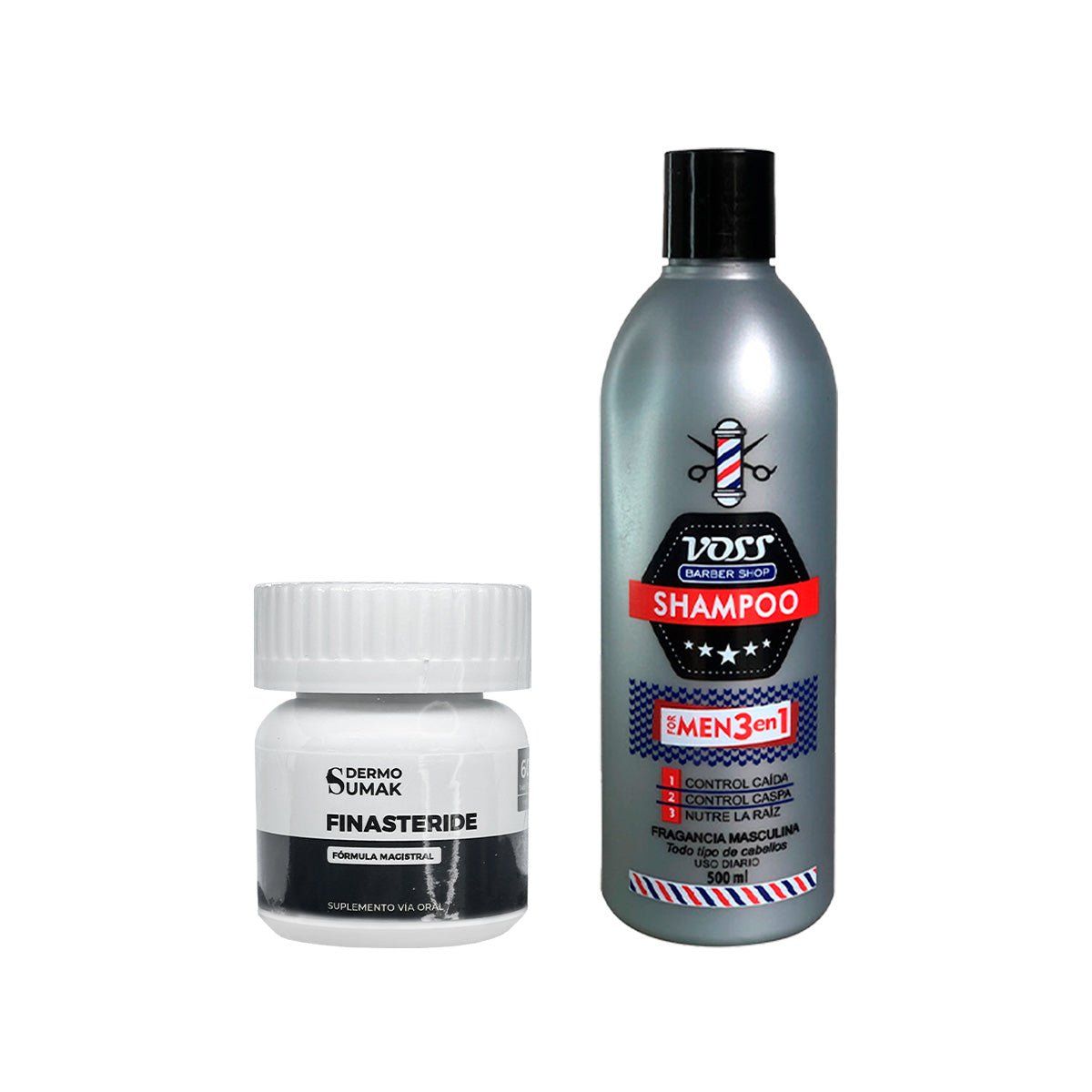 GENERICO - Finasteride 1mg x 60 Cápsulas + SHAMPOO 3 EN 1 VOSS FOR MEN 500ml