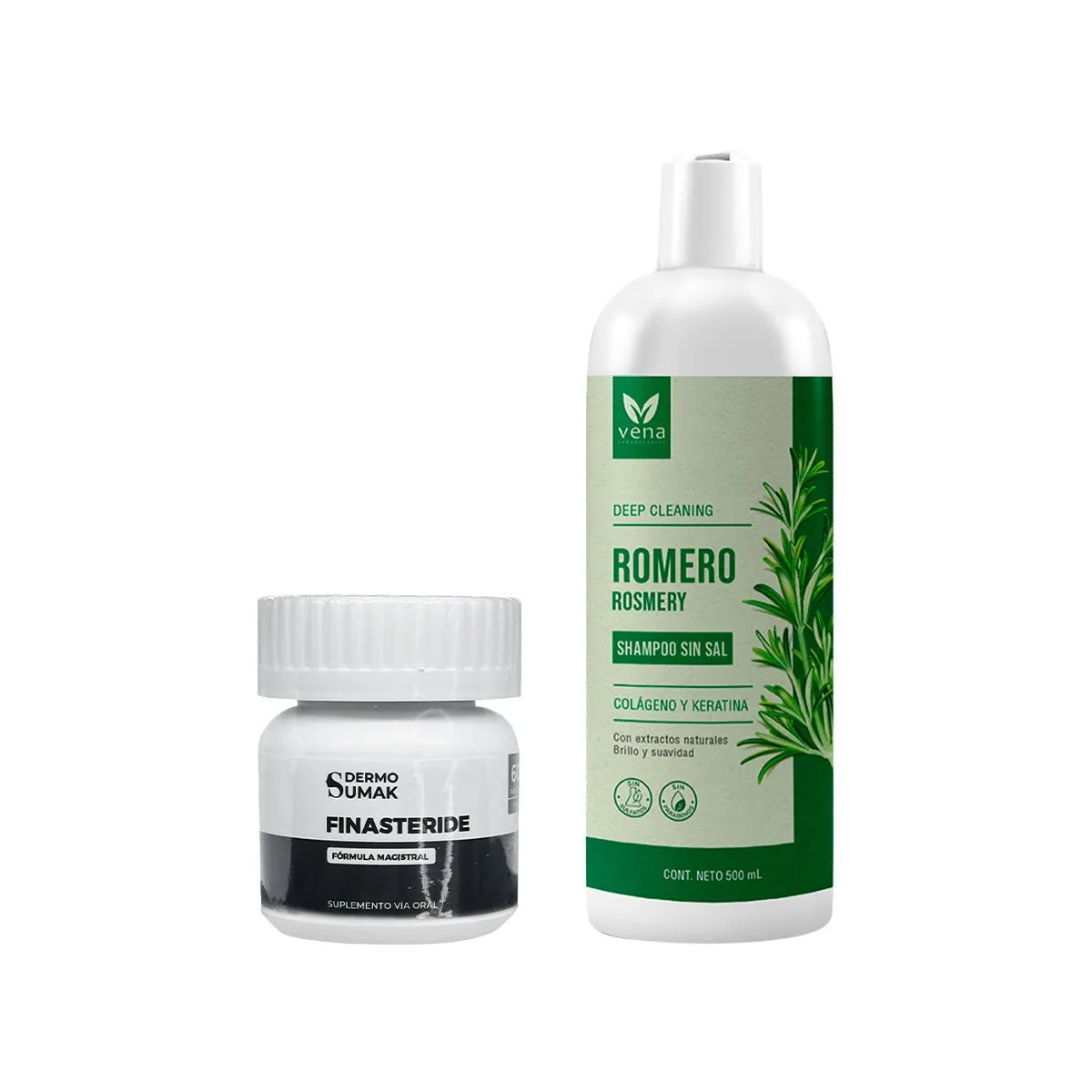 GENERICO - Finasteride 1mg x 60 Cápsulas + SHAMPOO ROMERO VENA 500ML
