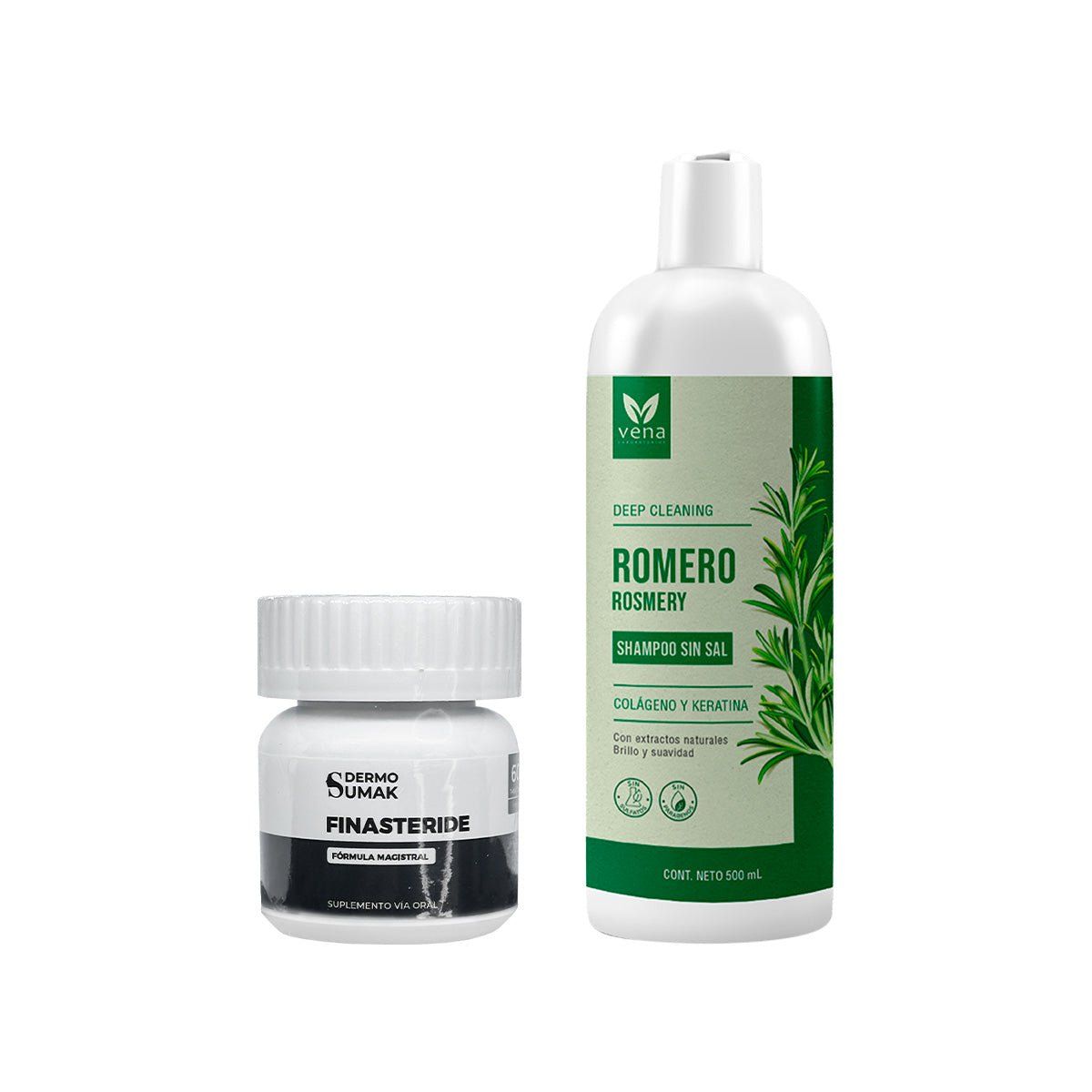 GENERICO - Finasteride 1mg x 60 Cápsulas + SHAMPOO ROMERO VENA 500ML