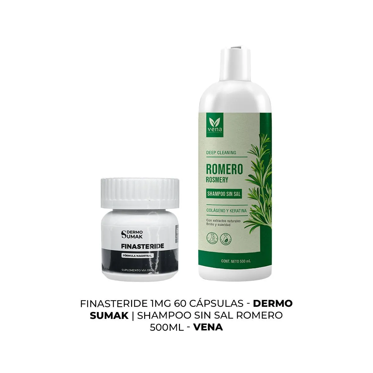 GENERICO - Finasteride 1mg x 60 Cápsulas + SHAMPOO ROMERO VENA 500ML
