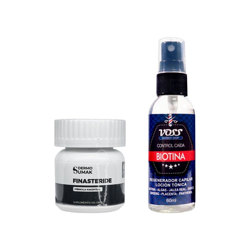 GENERICO - Finasteride 1mg x 60 Cápsulas + BIOTINA CONTROL DE CAIDA VOSS 60ML