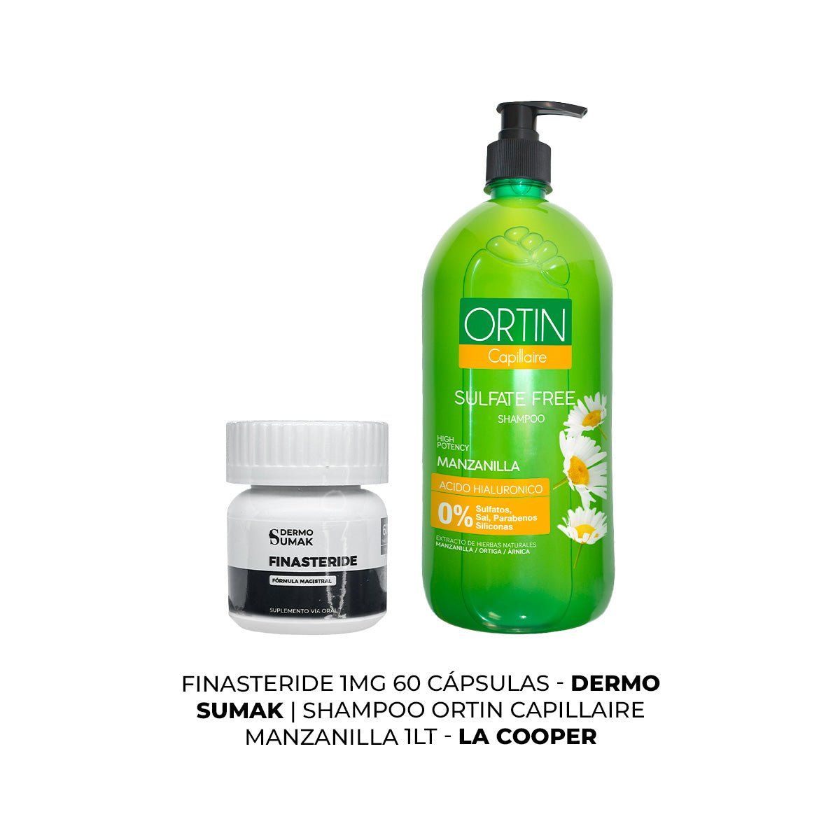 GENERICO - Finasteride 1mg x 60 Cápsulas + SHAMPOO ORTIN MANZANILLA 1LT