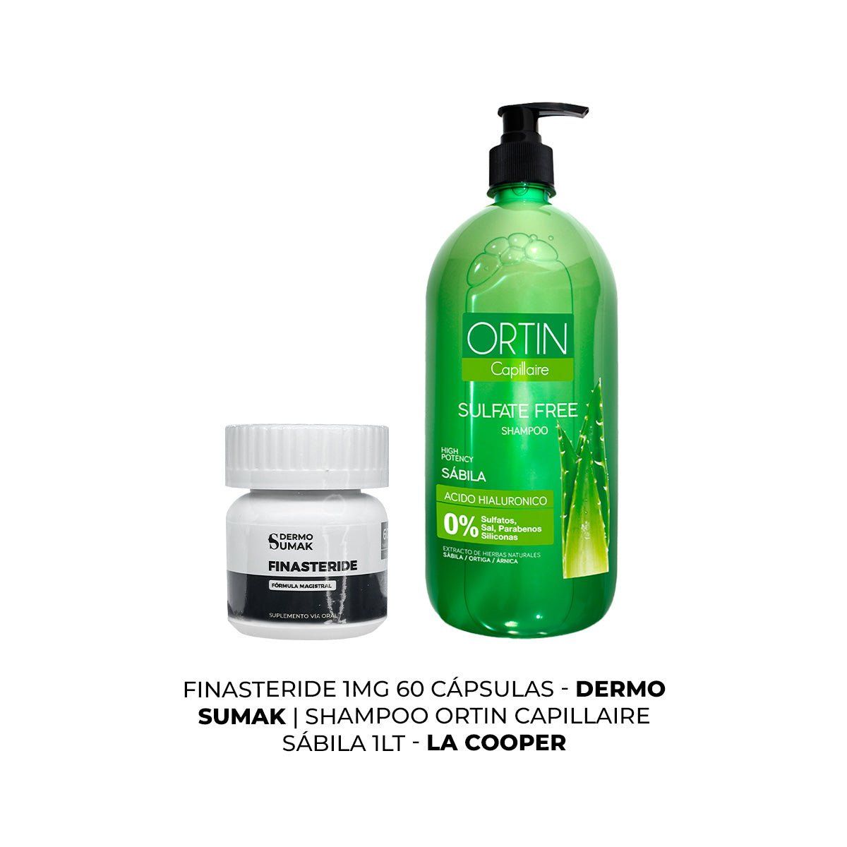 GENERICO - Finasteride 1mg x 60 Cápsulas + SHAMPOO ORTIN SÁBILA 1LT