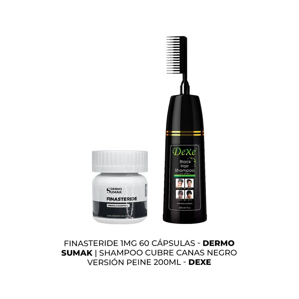 GENERICO - Cápsulas Finasteride 1mg + SHAMPOO CUBRE CANAS NEGRO VERSIÓN PEINE