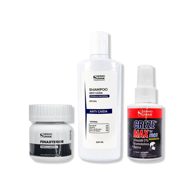 GENERICO - Cápsulas Finasteride 1mg + SHAMPOO ANTICAÍDA 250ML + CREZE MAX FOR MEN