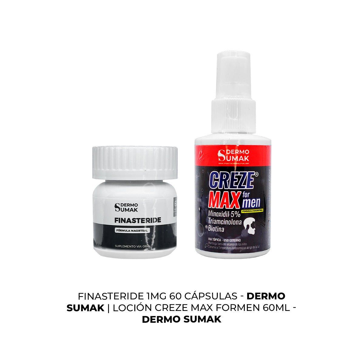 GENERICO - Finasteride 1mg x 60 Cápsulas + LOCIÓN CREZE MAX FORMEN 60ML