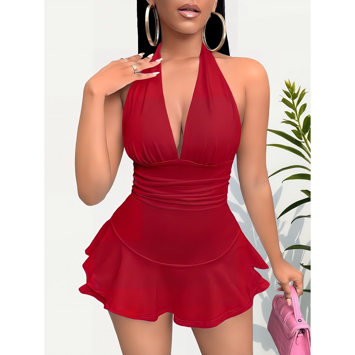 GENERICO - VESTIDO HALTER LOLITAS ROJO