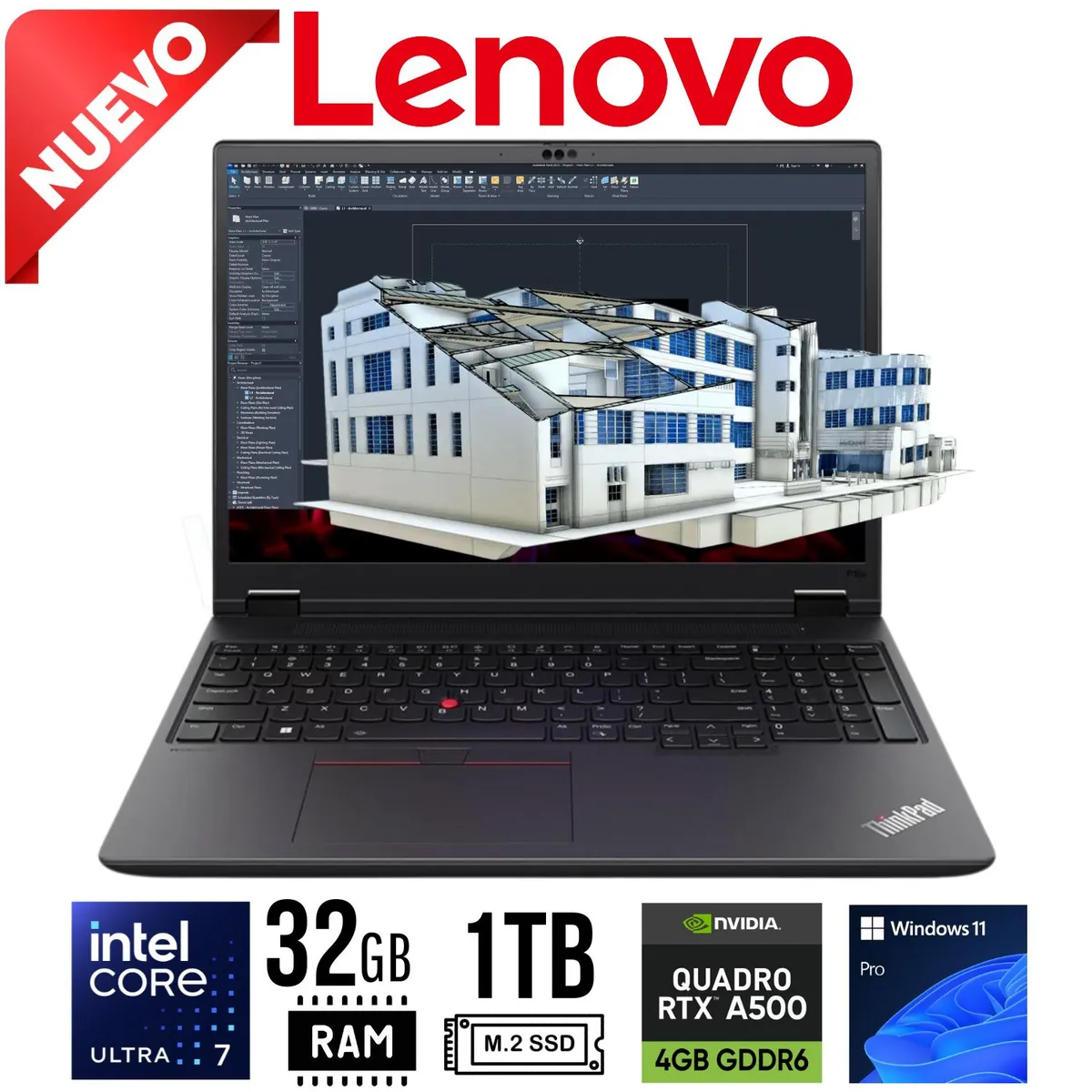 LENOVO - LAPTOP LENOVO THINKPAD P16v GEN 2 16" WUXGA  Ultra 7 155H, RAM 32GB ,SSD 1TB  RTX500 4GB W11 PRO