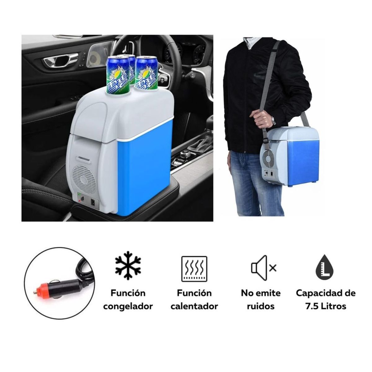 GENERICO - Cooler Congelador y Calentador para Auto de 7.5 L