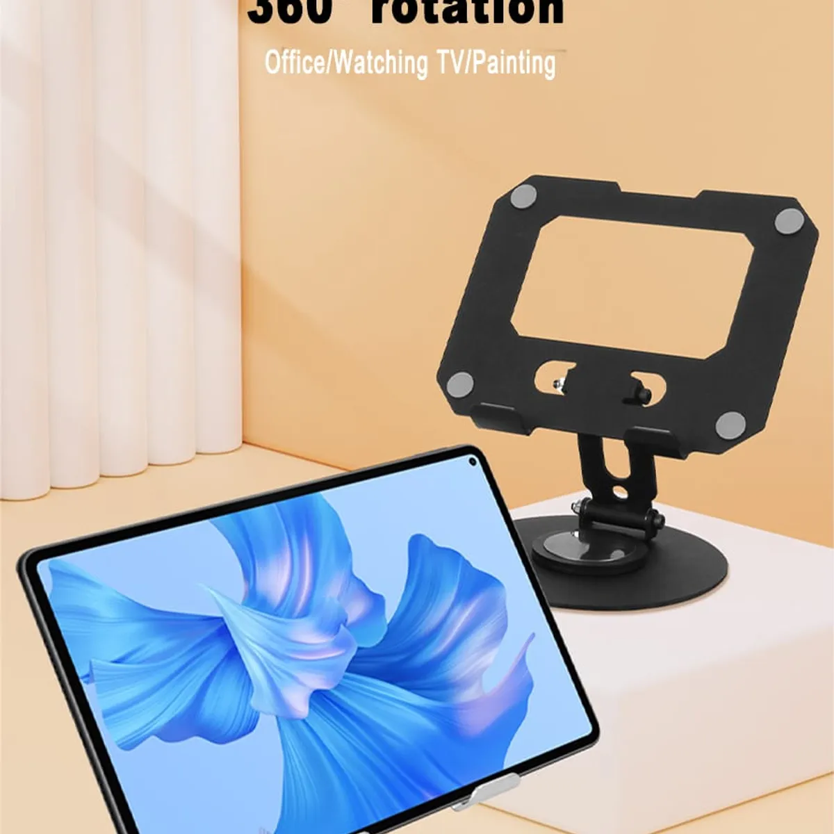 GENERICO - Soporte Metal de Escritorio Altura Ajustable Giratorio para Tablet