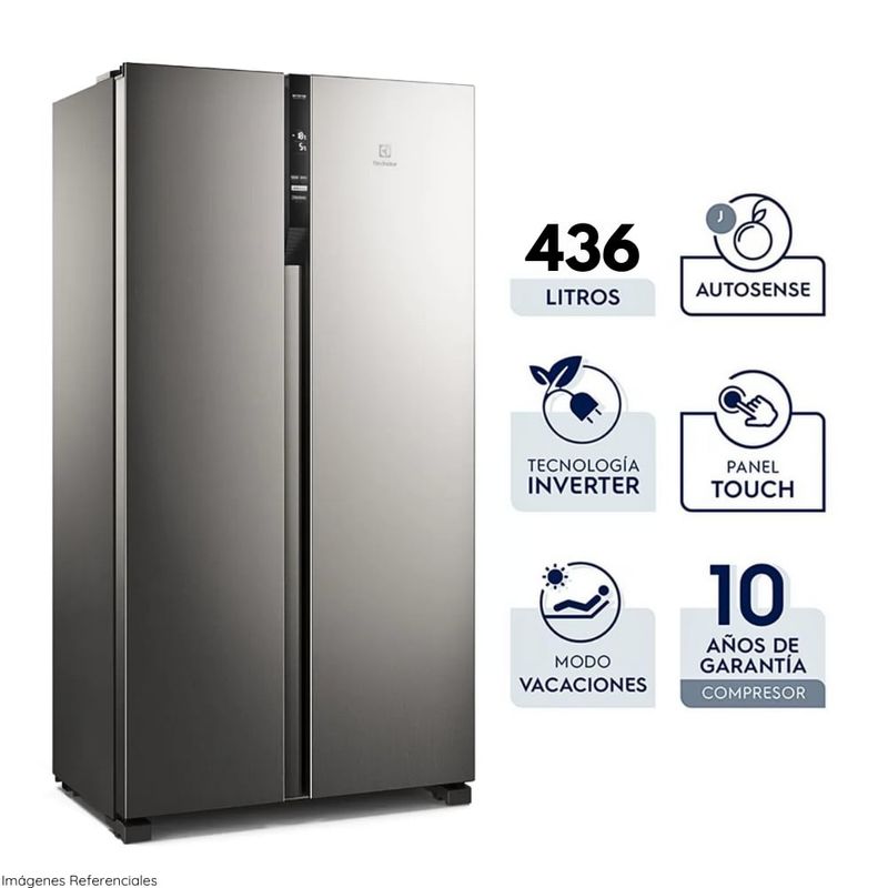 ELECTROLUX - Refrigeradora Electrolux Side By Side No Frost Inverter 436Lt ERSA44V2HVG - Silver