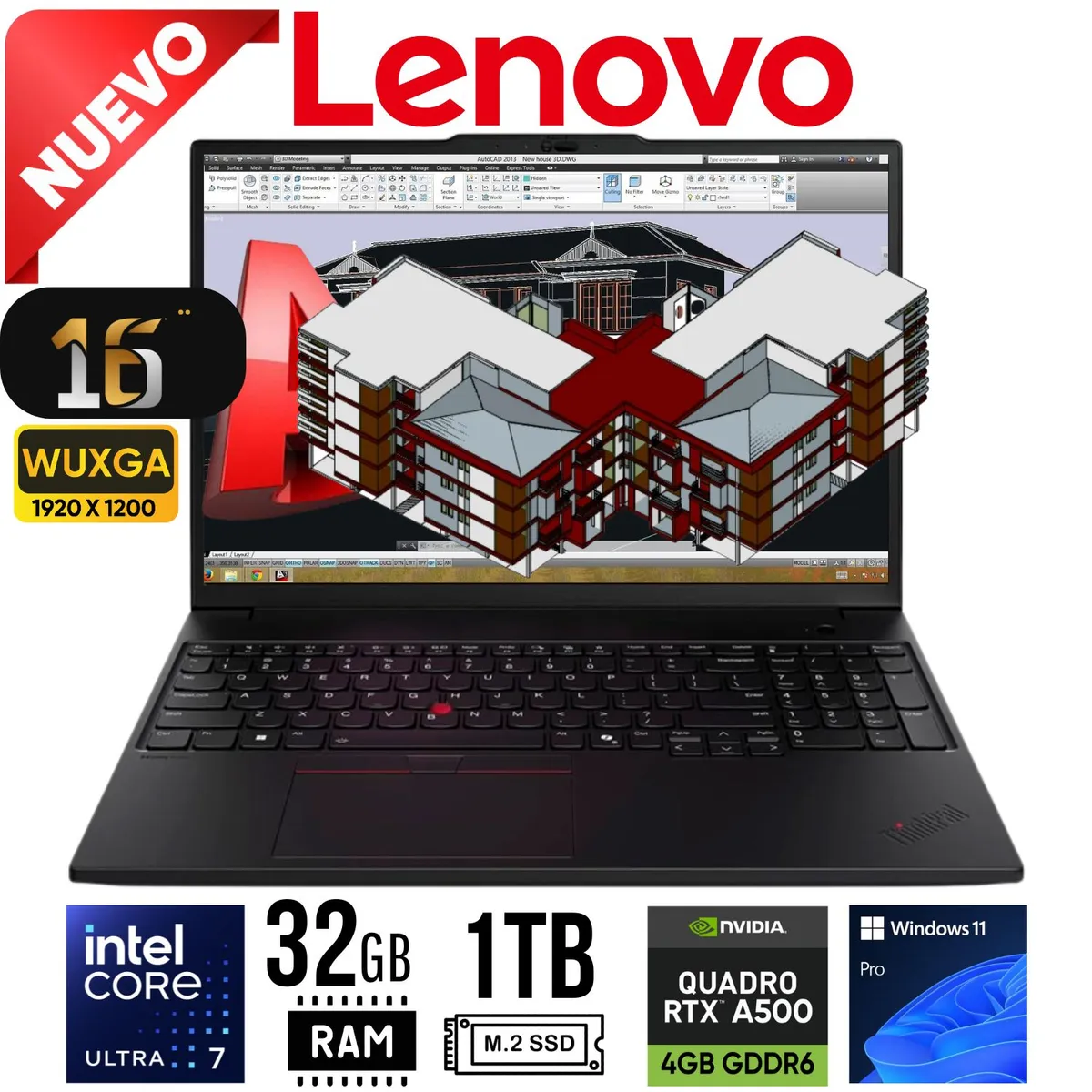 LENOVO - LAPTOP LENOVO THINKPAD P16s Gen 3 16" WUXGA  Ultra 7 155H, RAM 32GB ,SSD 1TB  RTX500 4GB W11 PRO