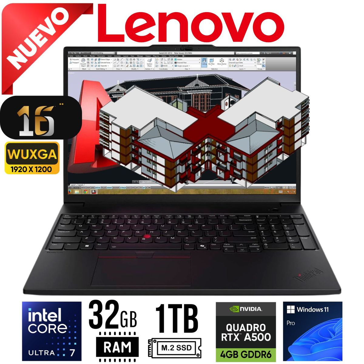 LENOVO - LAPTOP LENOVO THINKPAD P16s Gen 3 16" WUXGA  Ultra 7 155H, RAM 32GB ,SSD 1TB  RTX500 4GB W11 PRO